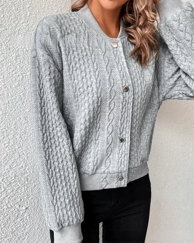 Women's Solid Cardigan - Cozy Knit with Button Placket - Stylish Layering Essential