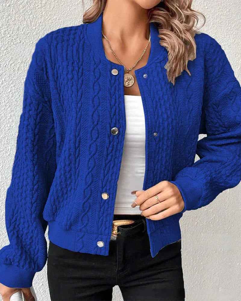 Women's Solid Cardigan - Cozy Knit with Button Placket - Stylish Layering Essential