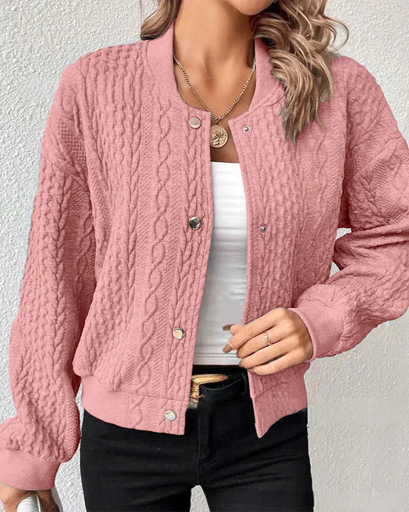 Women's Solid Cardigan - Cozy Knit with Button Placket - Stylish Layering Essential