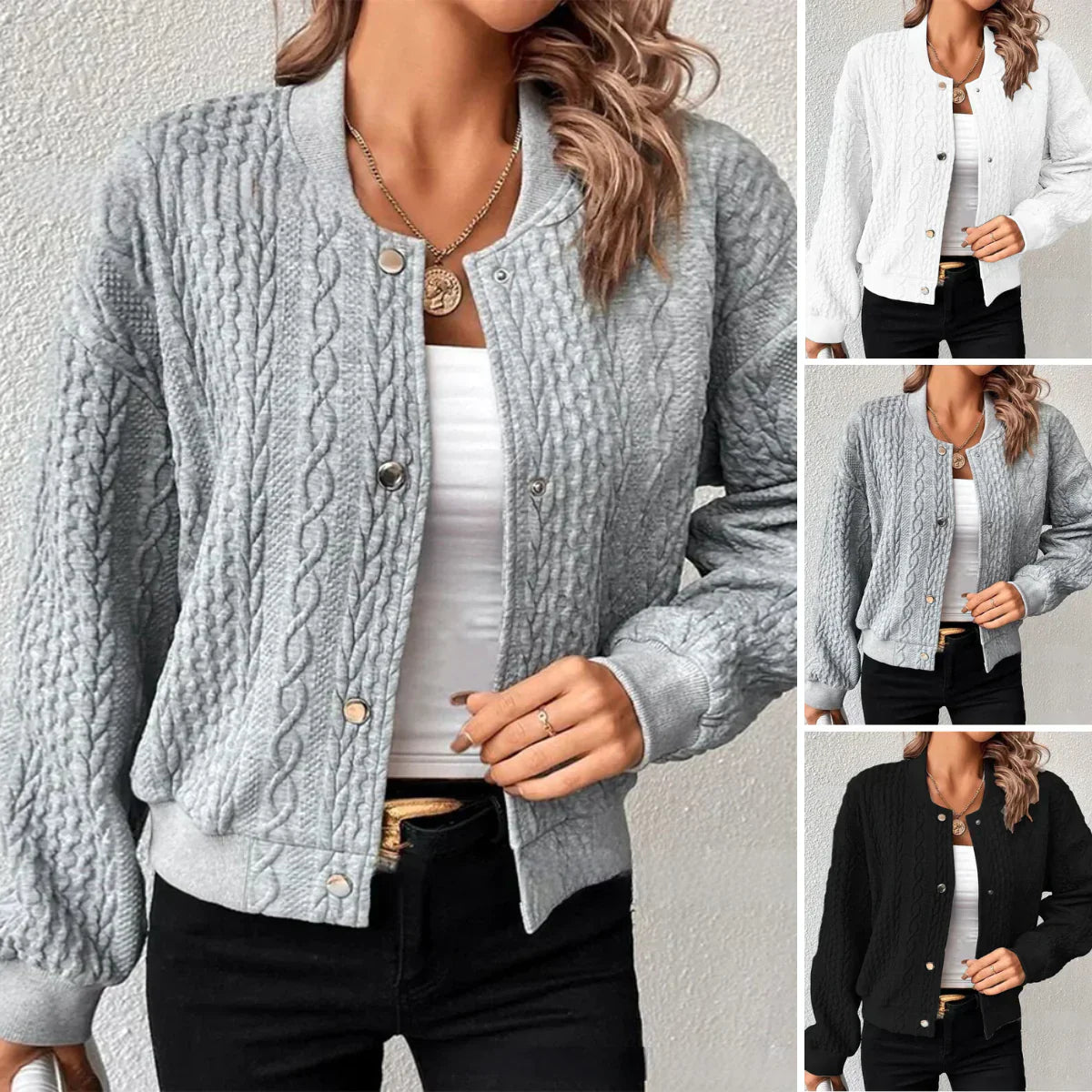 Women's Solid Cardigan - Cozy Knit with Button Placket - Stylish Layering Essential