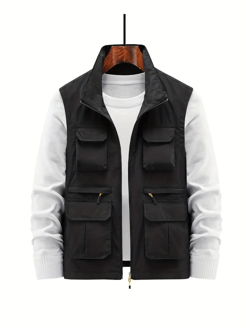 Jacket with several zip pockets for men