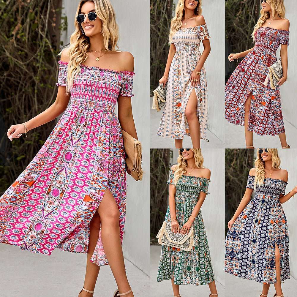 Boho dress with floral hem