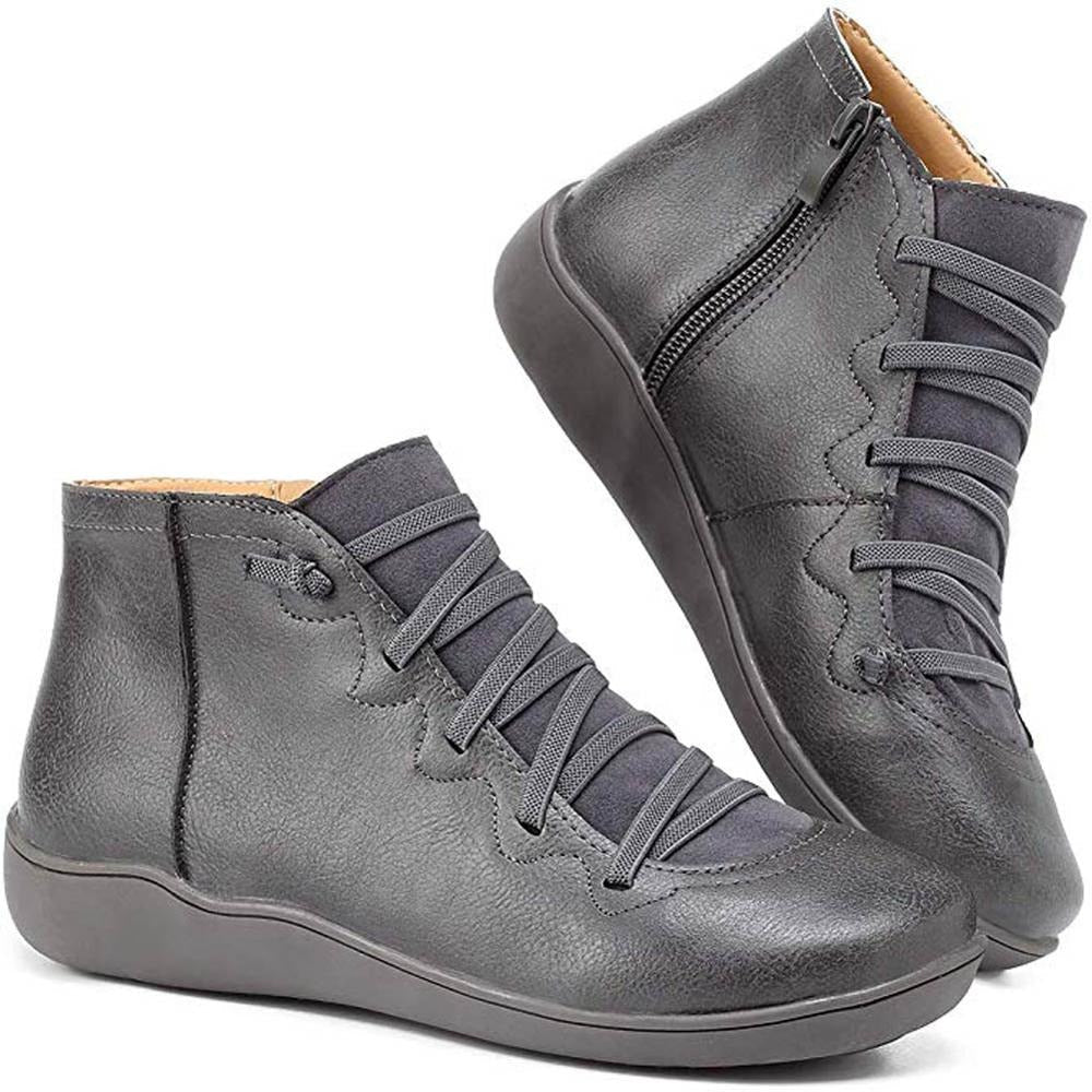 Women - Lace-Up Boots - Classic Leather - Vintage Style for Timeless Fashion