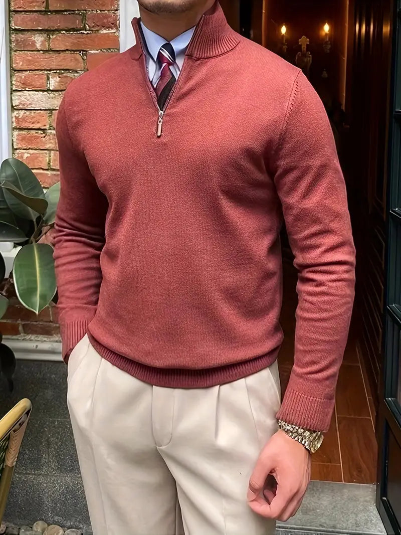 Men - Half Zip Jumper - Cozy Knit Fabric - Stylish & Versatile for Every Occasion