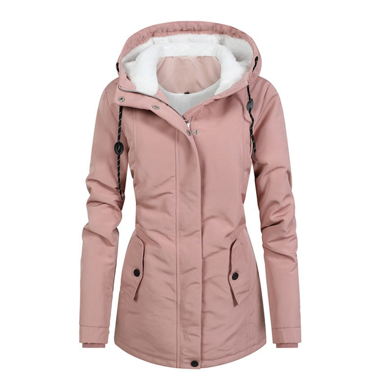 Women - Hooded Jacket - Fleece Lining - Stylish and Cozy Outerwear for Every Season