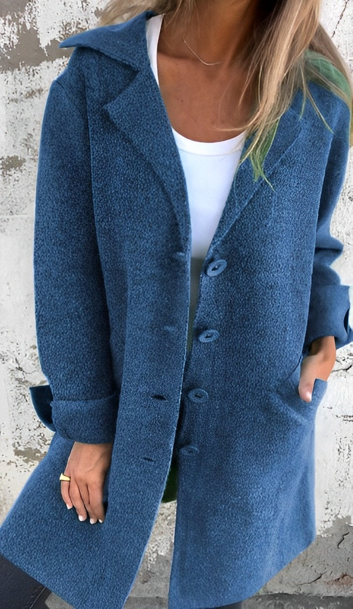 Women - Long Coat - Loose Fit with Pockets - Stylish and Comfortable Outerwear