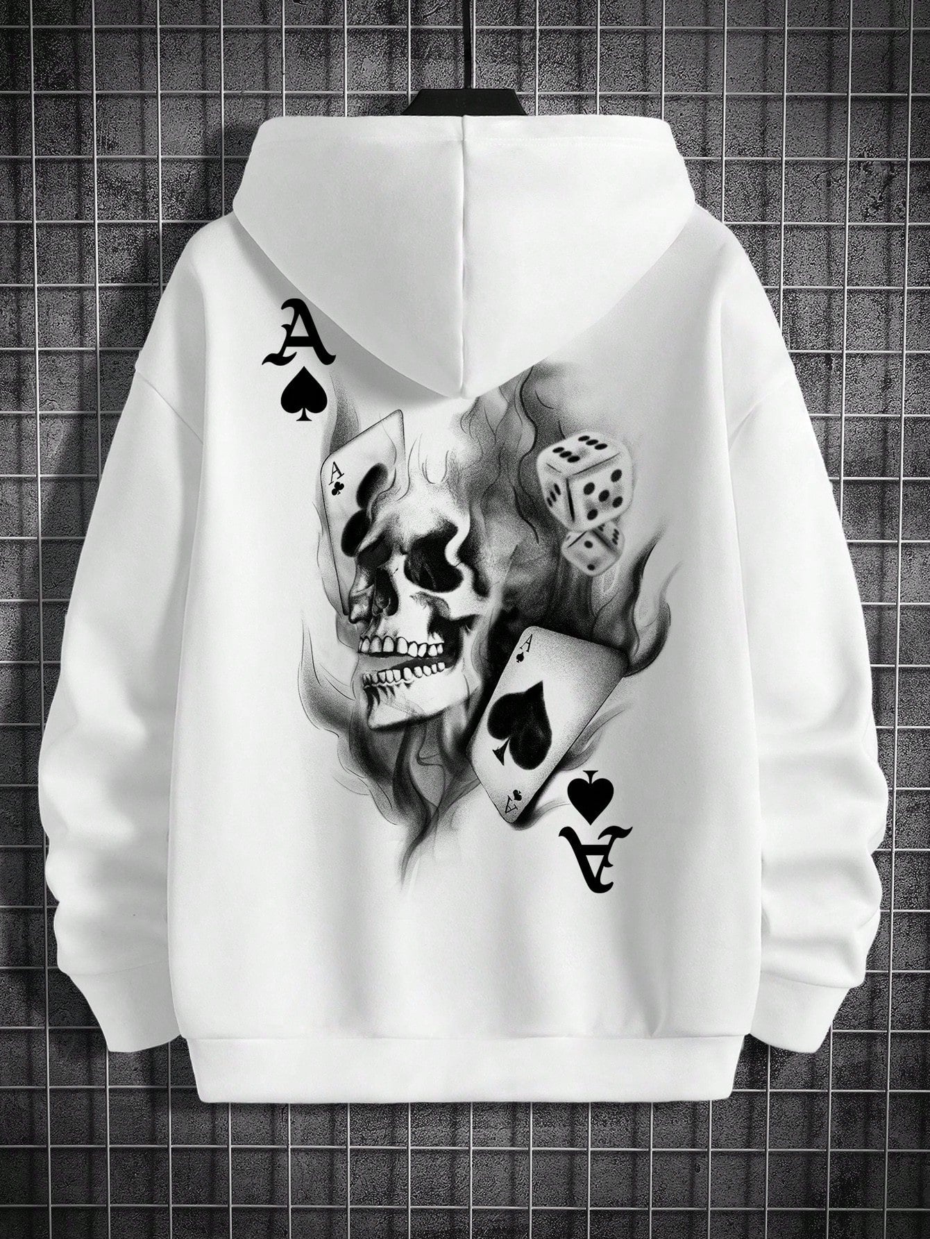 Men - Hoodie - Soft Cotton Blend - Stylish Map and Skull Print Design for Comfort and Style