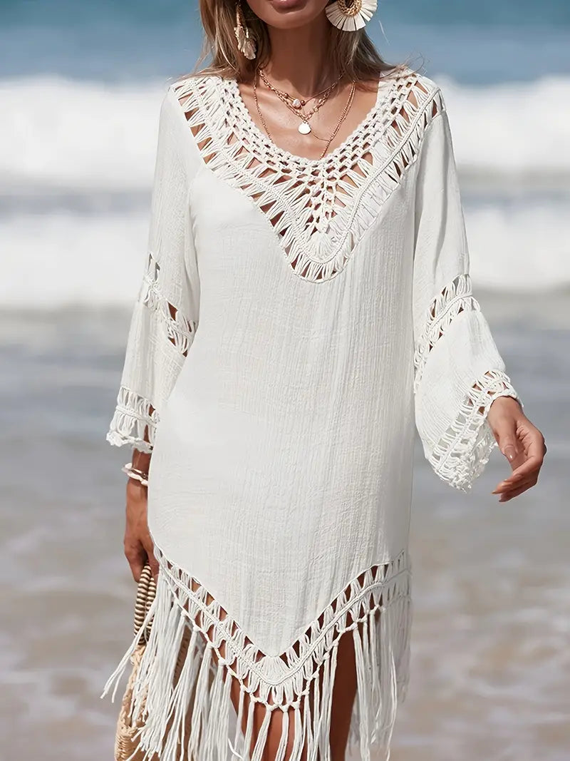 Stylish crocheted swimming costume cover-up dress