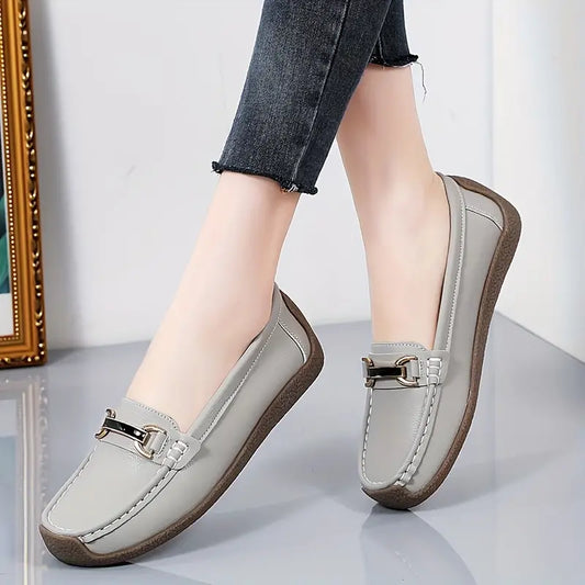 Flat Comfort Shoes With Metal Accents