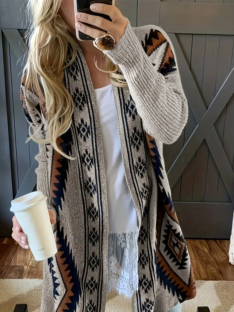 Cardigan with ethnic print