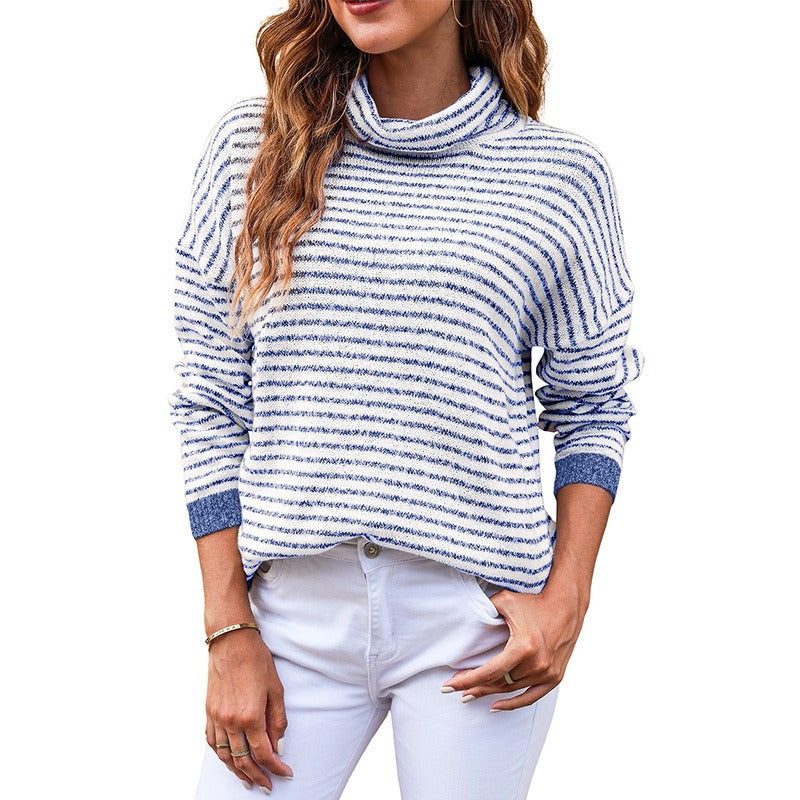 Women - Casual Jumper - Striped Knit Design - Comfortable Everyday Sweater