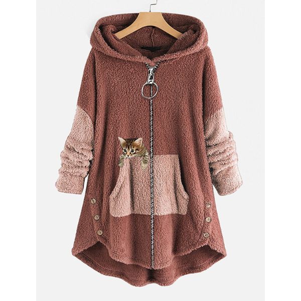 Women's Teddy Coat - Soft Faux Fur - Cute Cat Ears - Cozy and Stylish Outerwear