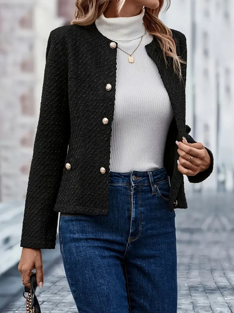 Women's Stylish Short Jacket - Button Fastening - Trendy Fashion Outerwear