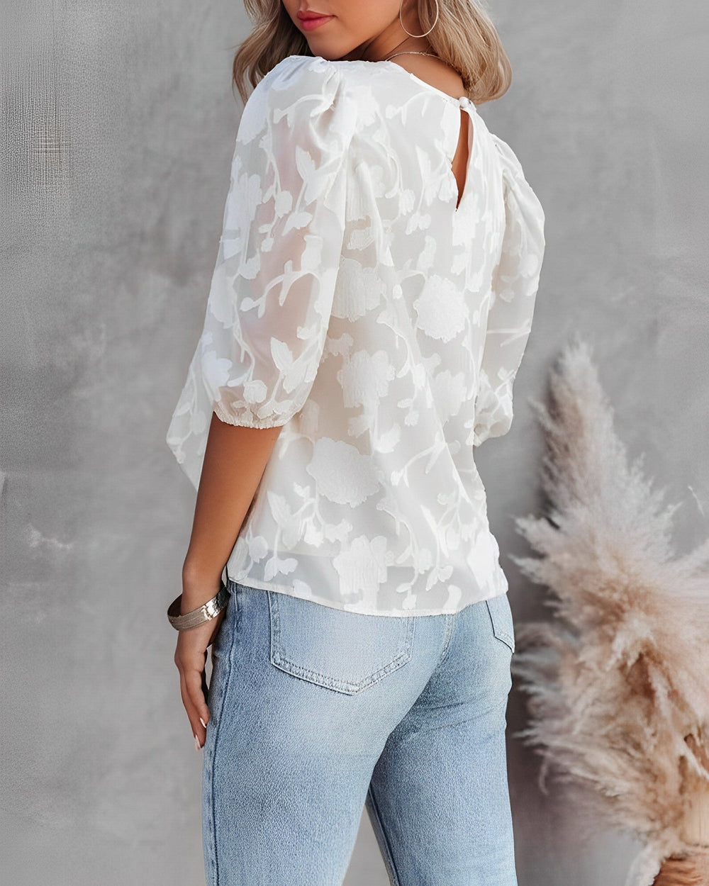 Short Sleeve Loose Chiffon Blouse