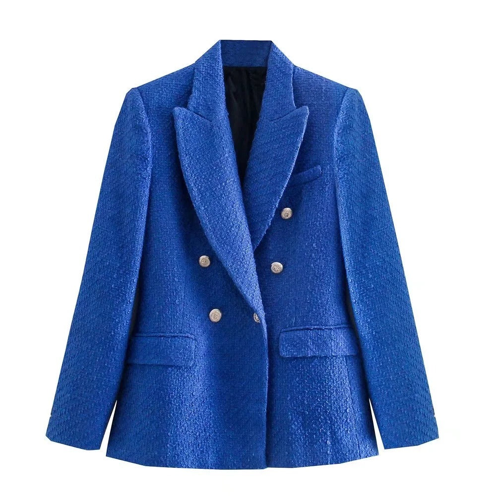 Women's Double-Breasted Blazer Coat - Modern Style - Tailored Fit - Chic Outerwear for Any Occasion