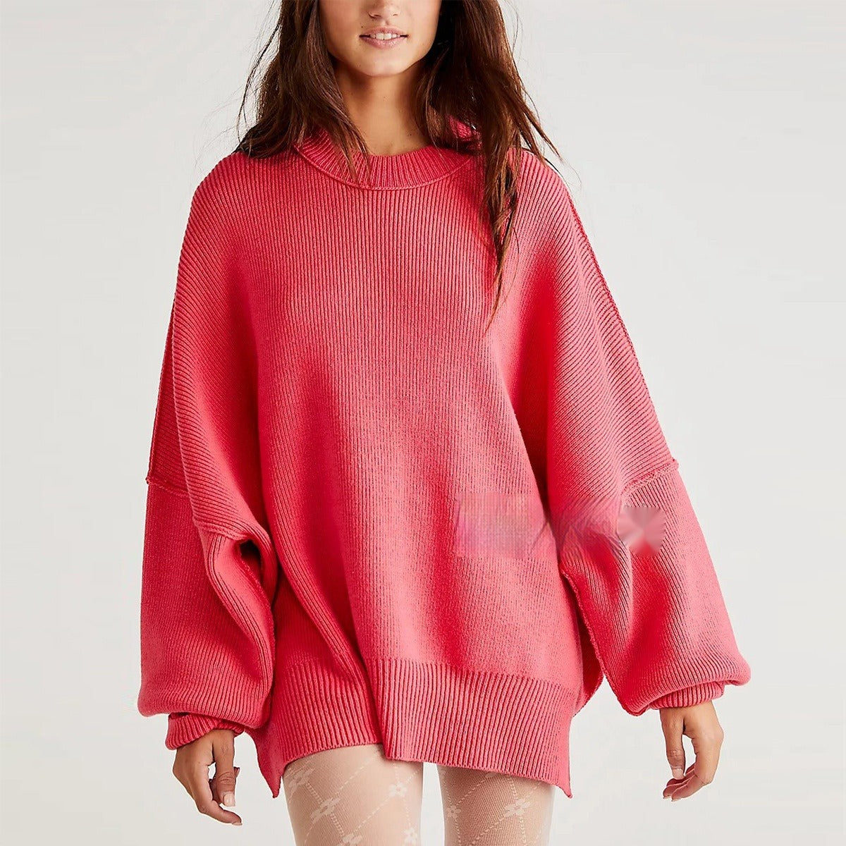 Women - Oversized Sweatshirt - Soft Fabric with Stylish Slit - Cozy Casual Wear for Everyday Comfort