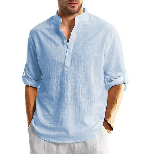 Long-sleeved linen casual shirt for men