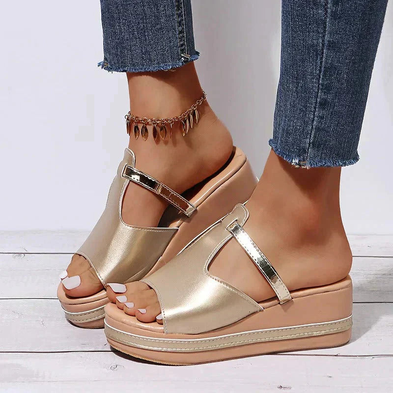 Platform wedge sandals with thick sole