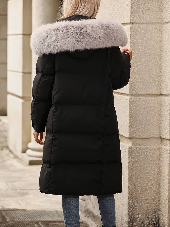 Puffer winter coat with fur collar