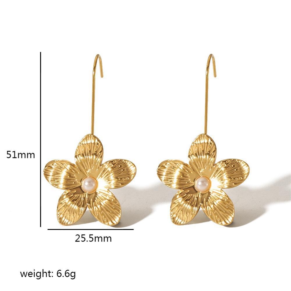 Women's - Stainless Steel Stud Earrings - Butterfly & Flower Motif - Elegant Jewelry for Everyday Elegance