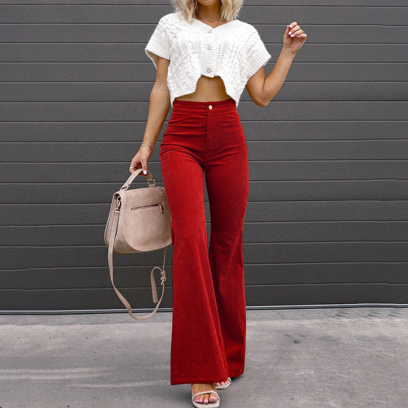 Flared Trousers With Curve Adjustment