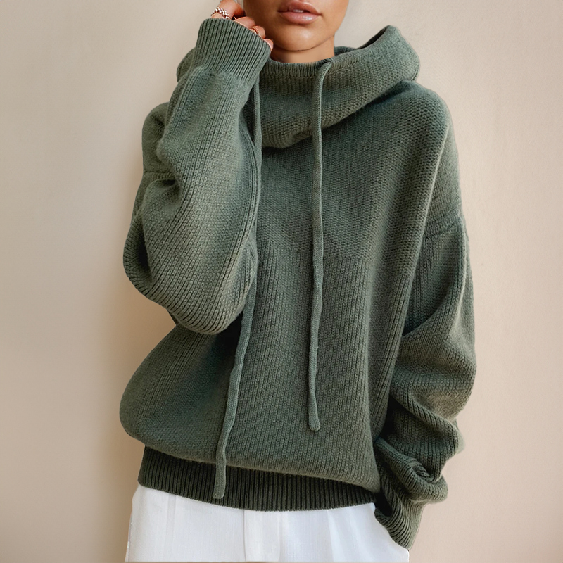 Women - Turtleneck Jumper - Wool - Cozy Green Knit Sweater for Stylish Comfort