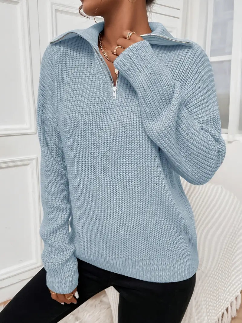 Casual fleece jumper with zip ladies