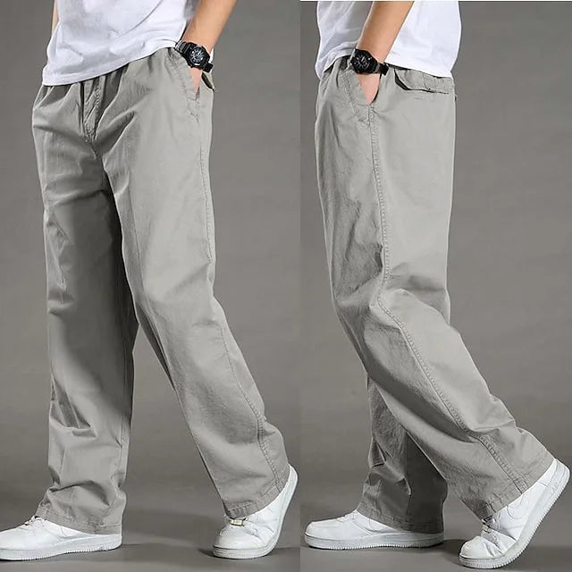 Elastic Waist Straight Men's Cargo Trousers