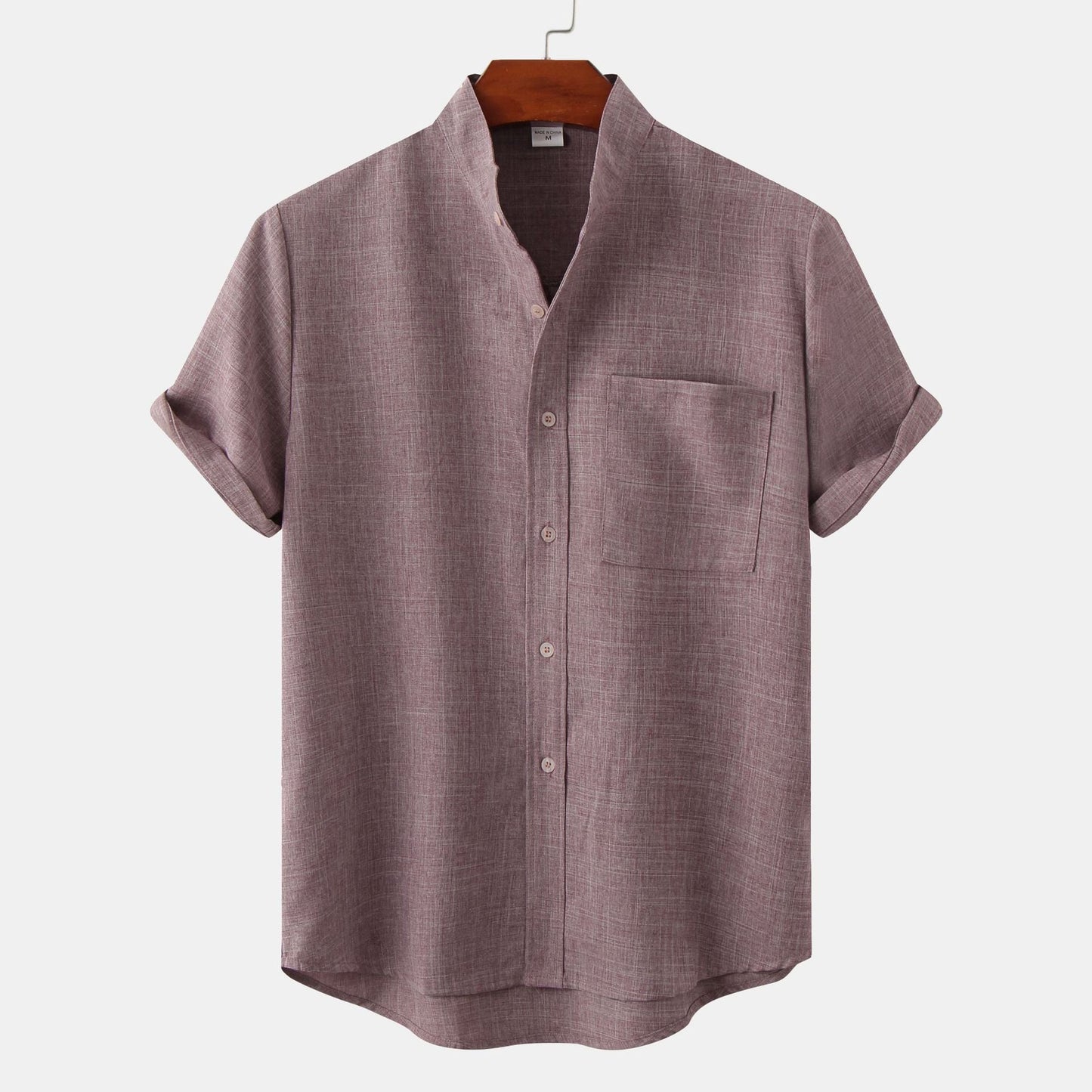 Men's linen shirt with short sleeves and lapels