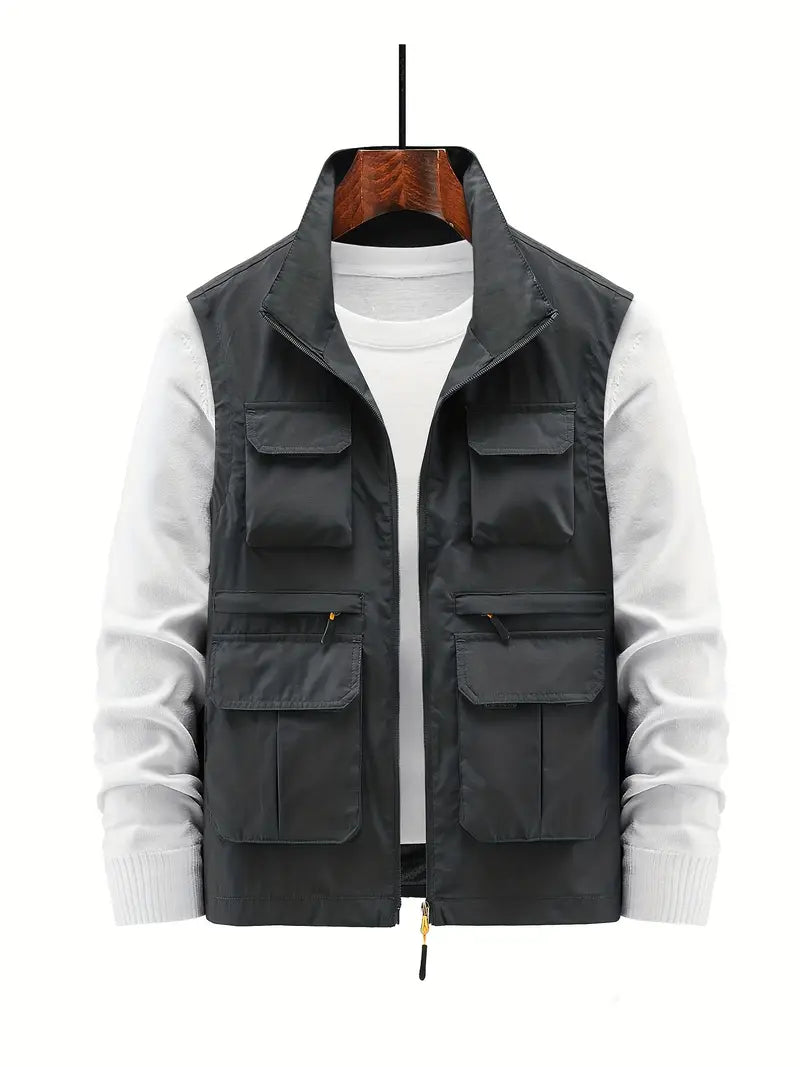 Jacket with several zip pockets for men