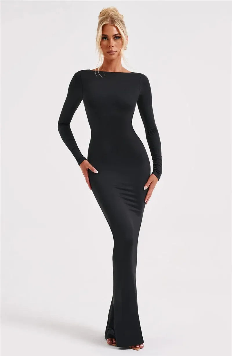 Elegant black backless dress