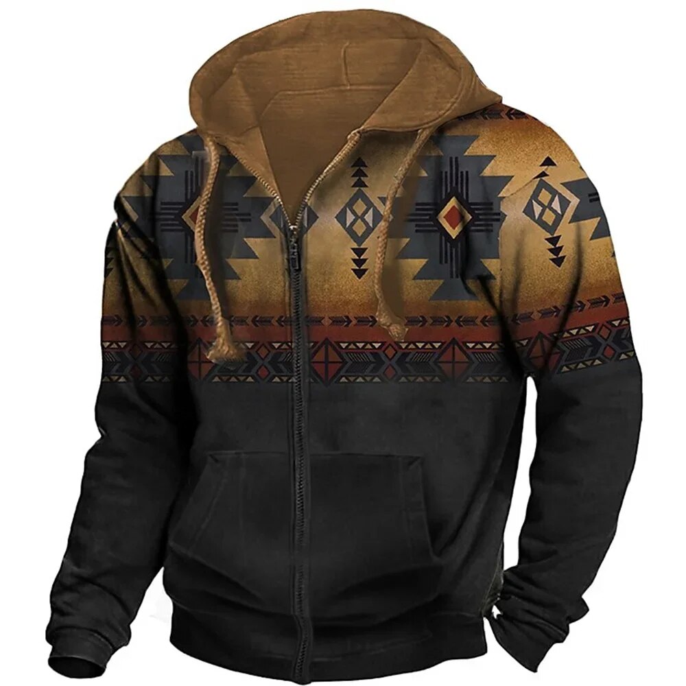 Retro Outdoor Jacket Vintage Men's Hoodie