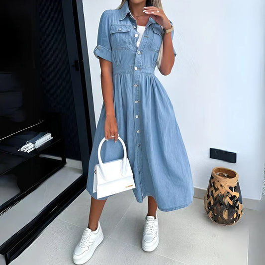 Denim midi dress