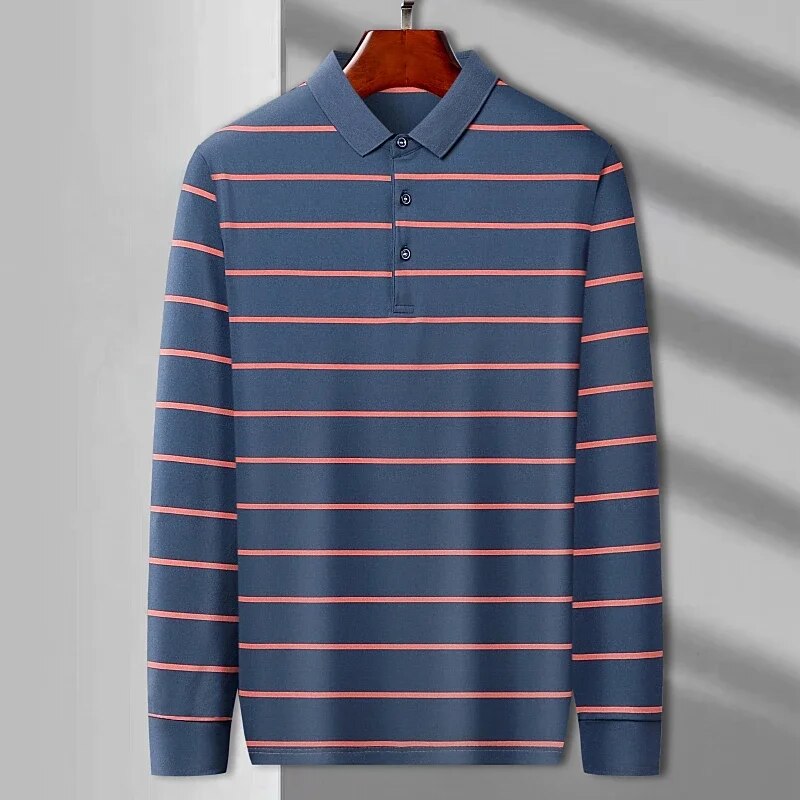 Men's casual long-sleeved polo shirt