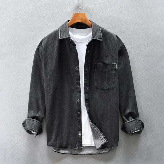 Retro Washed Denim Shirt for Men