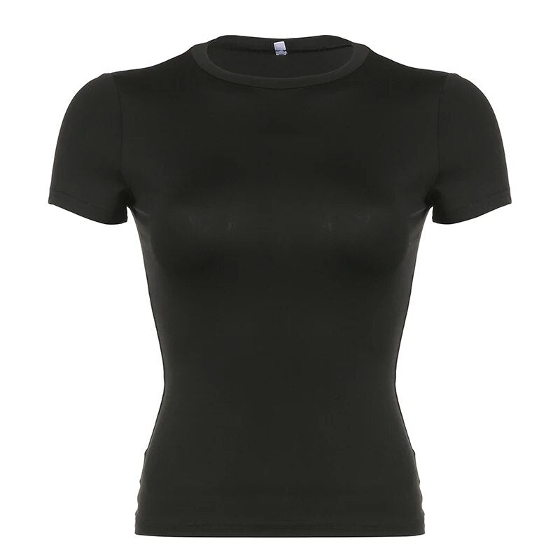 Women's Short Sleeve Casual Cropped T-shirt