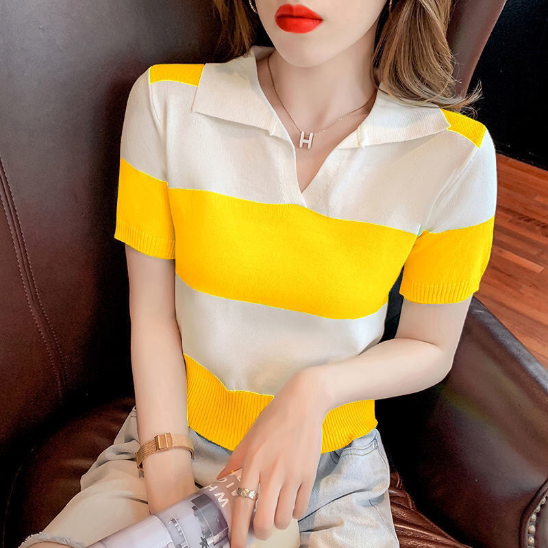 Women's Stylish Two Tone Striped Knitted Shirt