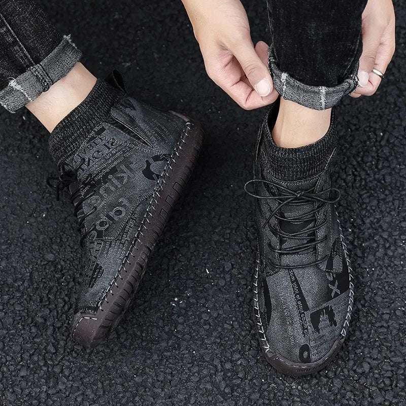 Structured knit high-top sneakers