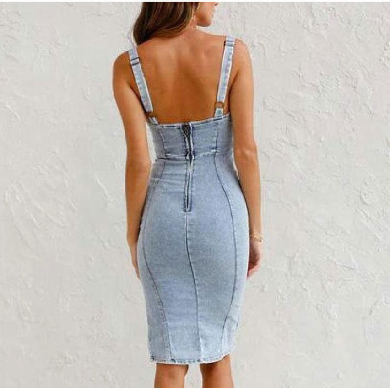 High quality denim split dress