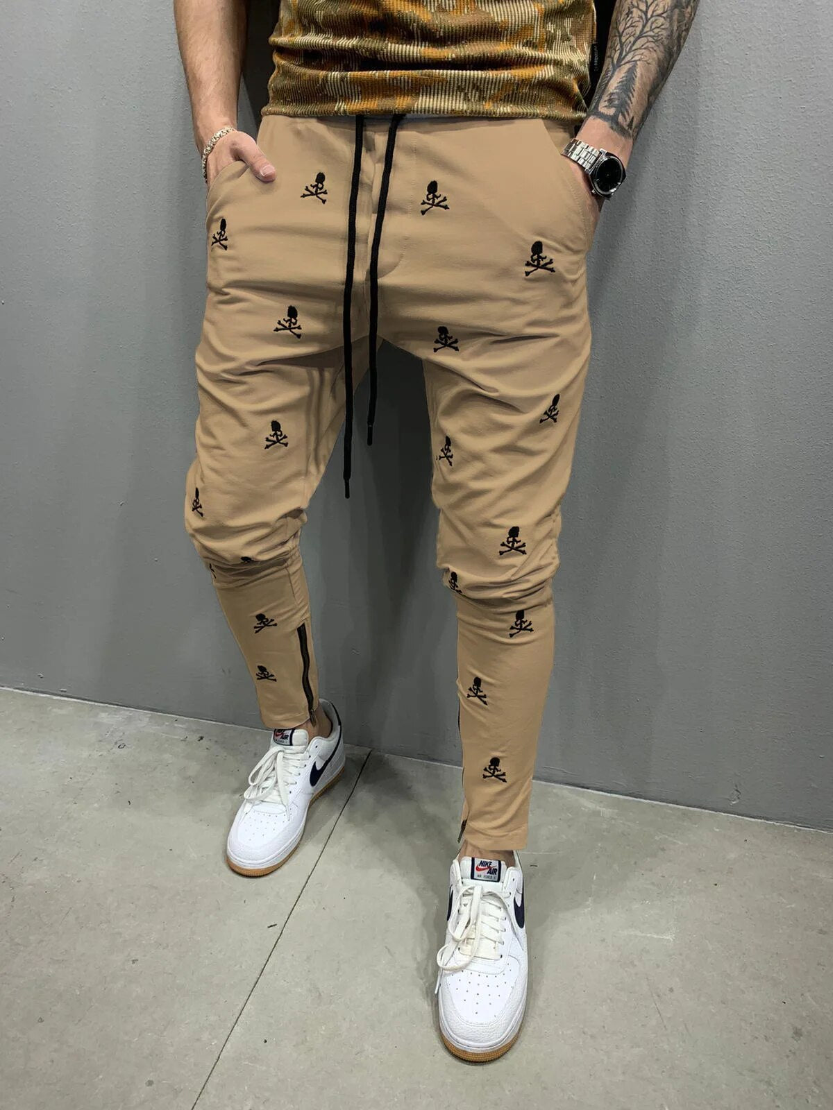 Slim-Fit Skeleton Trousers for Men