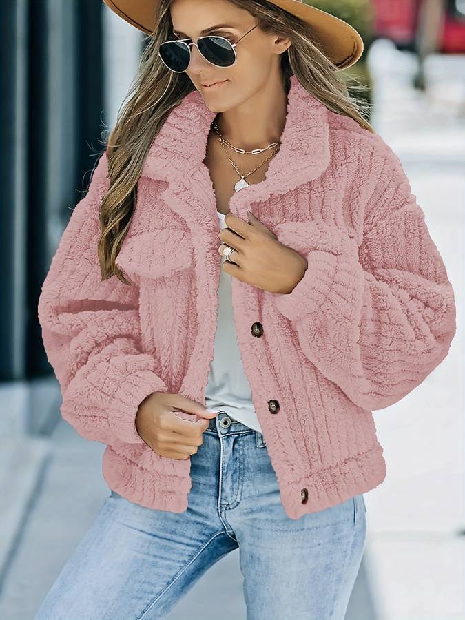 Faux fur jacket with buttons