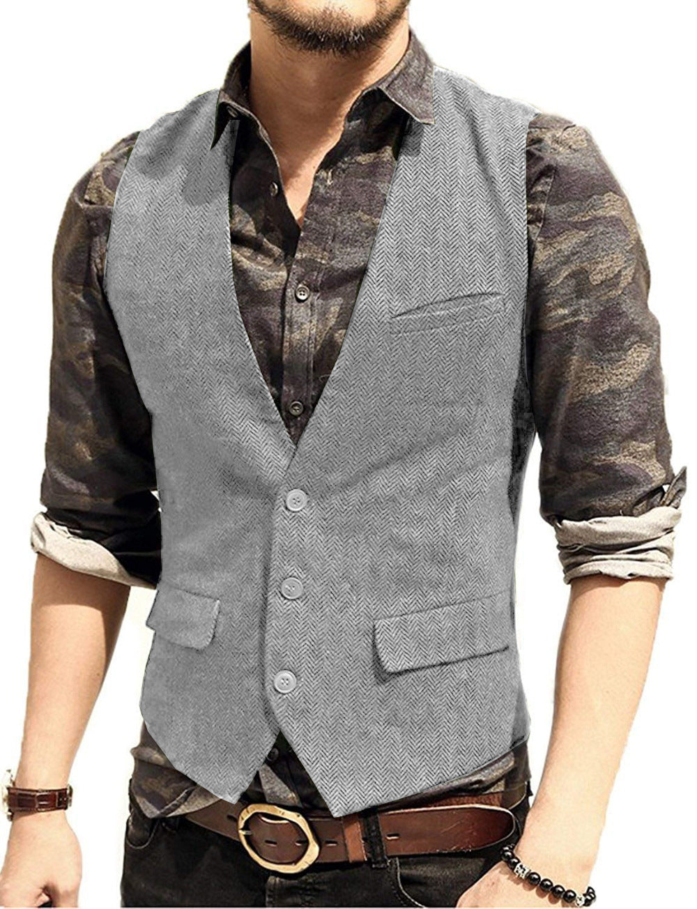 Sleeveless waistcoat with textured details