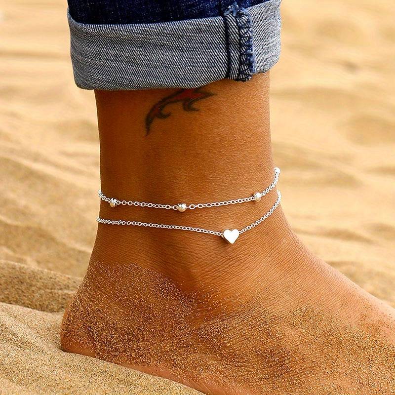 Two-layer heart anklet