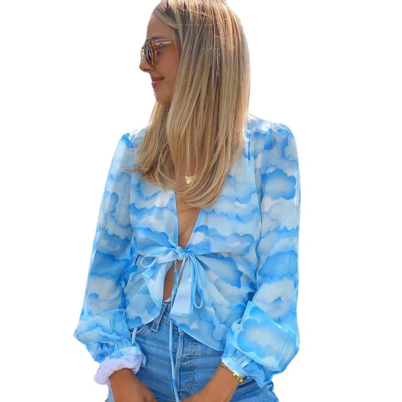 Trendy Women's Loose Chiffon Shirt Blouse In Summer