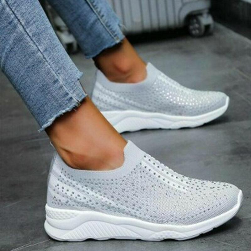 Ladies slip-on rhinestone shoes