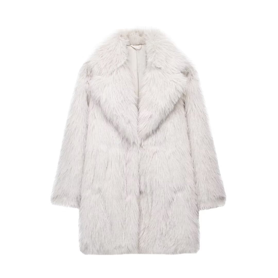 Women's Elegant Loose Fur Coat - Soft and Stylish Outerwear for Chic Winter Looks