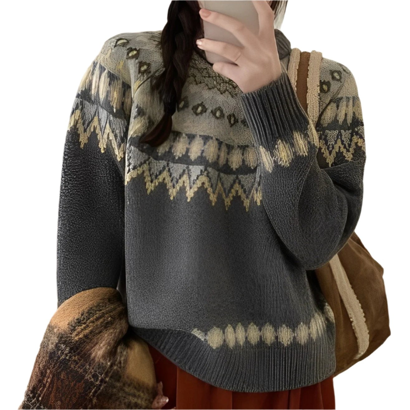 Women - Jumper - Cozy Loose Knit - Trendy Boho Sweater for Everyday Comfort