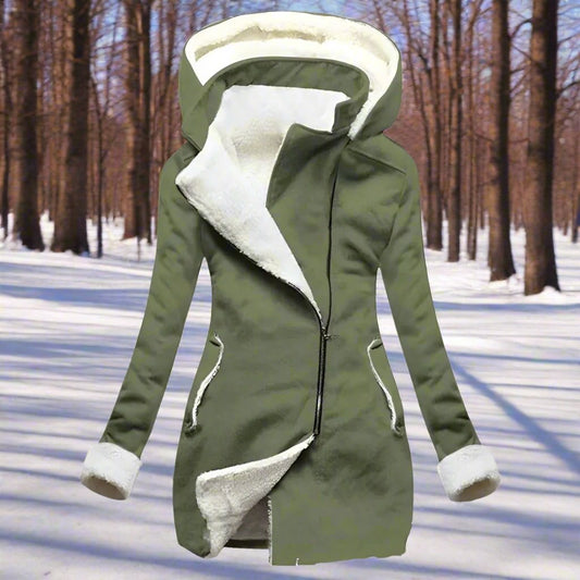 Women’s Warm Hooded Jacket - Cozy Fabric with Pockets - Stylish Winter Outerwear