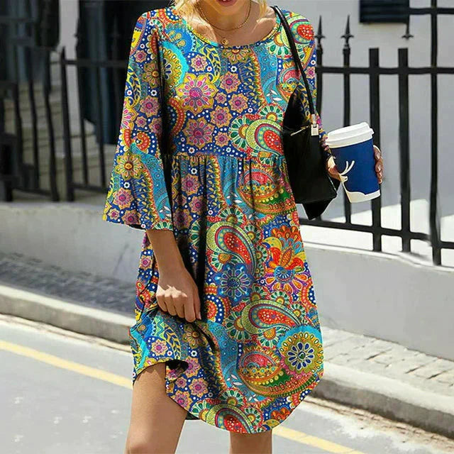 Bohemian dress with floral print