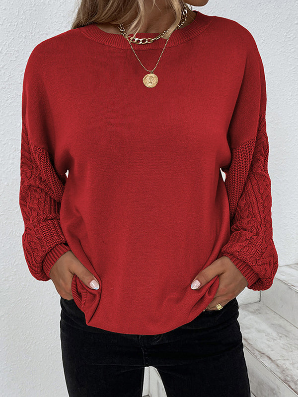 Plain twisted jumper with round collar